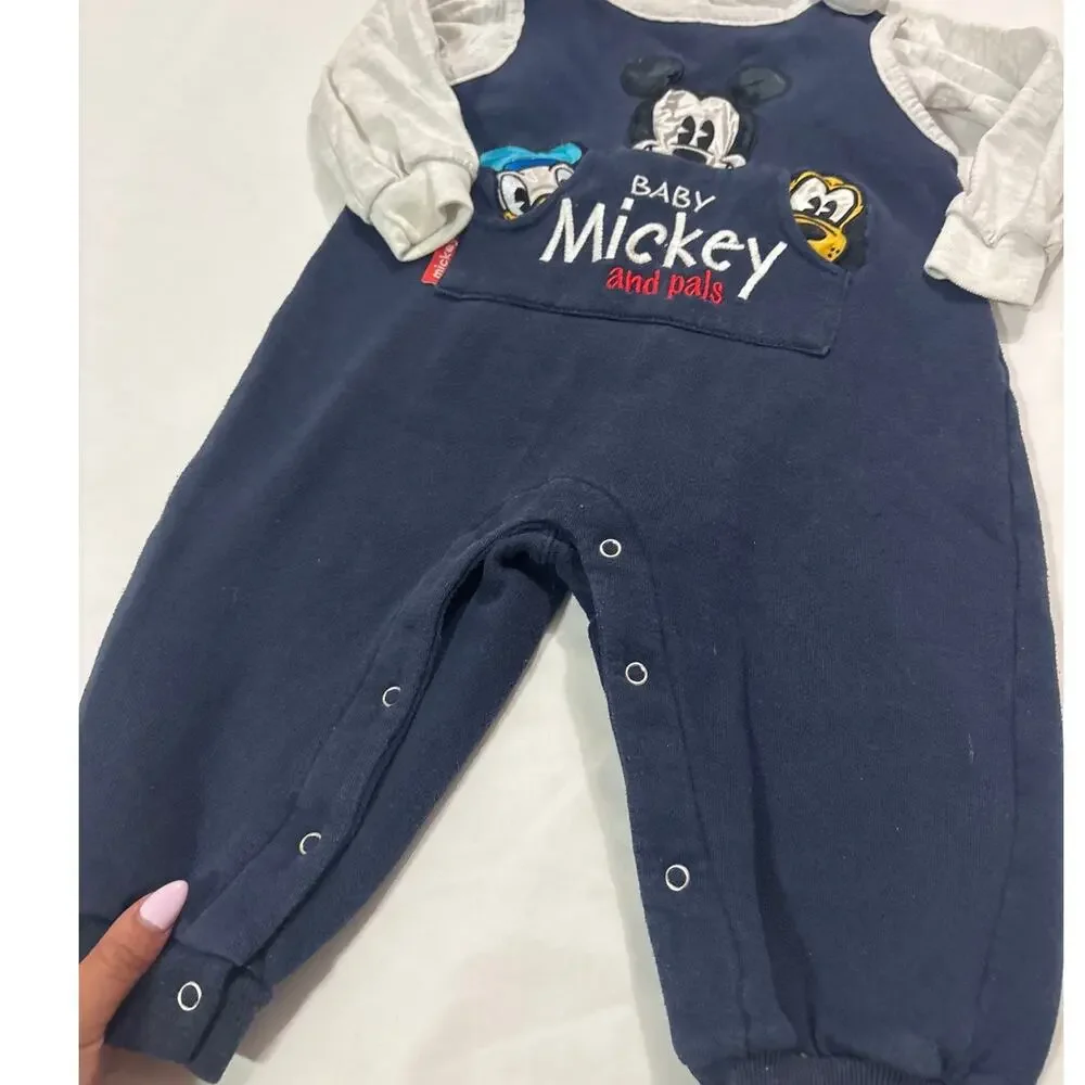 Vintage Mickey & Co Embroidered 90s Pluto Boys 24M Disney One Piece Overalls